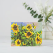 Vibrant Geel, Waterverf Zonnebloemen Briefkaart (Staand voorkant)