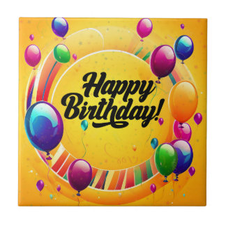 Vibrant Gefeliciteerd Verjaardag Tegeltje