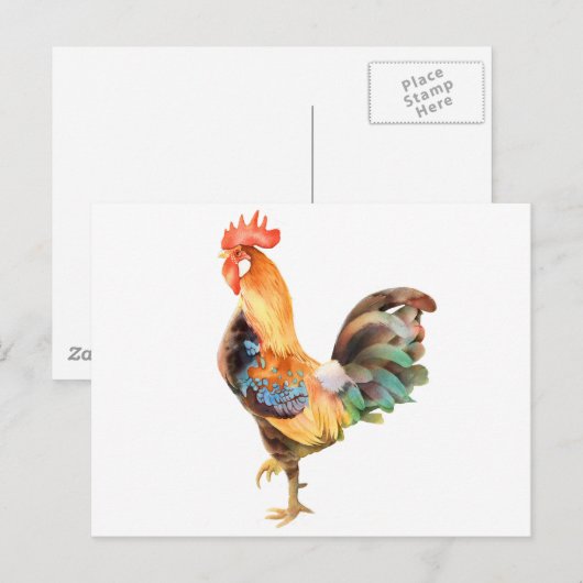 Vibrant gekleurd Rooster Briefkaart (Voorkant / Achterkant)