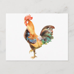Vibrant gekleurd Rooster Briefkaart