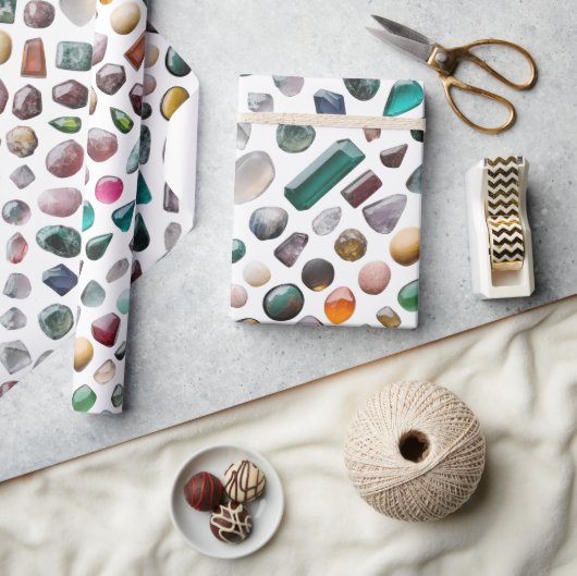 Vibrant Gemstone Pattern Cadeaupapier (Crafts)