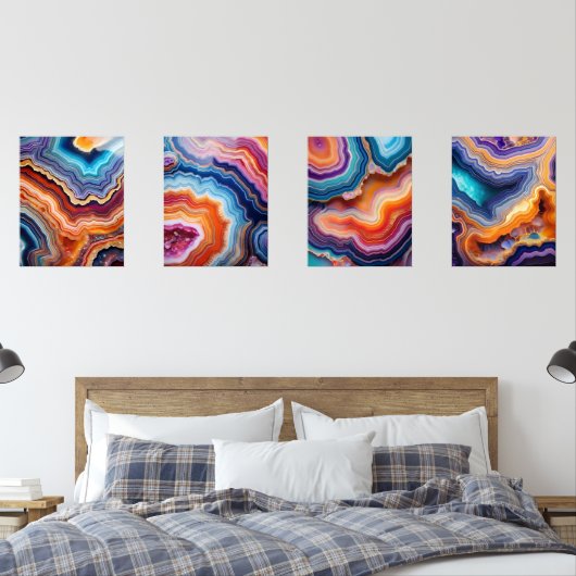 Vibrant Geode Art Set – Kleurrijke Abstracte Natuu (Slaapkamer)