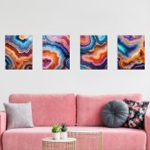 Vibrant Geode Art Set – Kleurrijke Abstracte Natuu (Woonkamer)