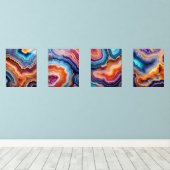 Vibrant Geode Art Set – Kleurrijke Abstracte Natuu (Houten vloer)