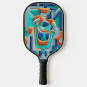 Vibrant Geometric Abstract in Orange and Teal Pickleball Paddle (Achterkant)