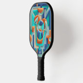 Vibrant Geometric Abstract in Orange and Teal Pickleball Paddle (Links)