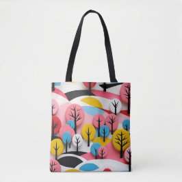Vibrant Geometric Forest Tote Bag