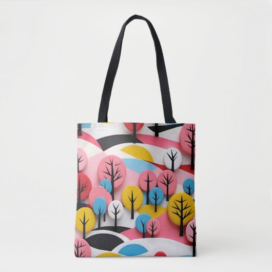 Vibrant Geometric Forest Tote Bag (Voorkant)