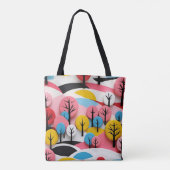 Vibrant Geometric Forest Tote Bag (Achterkant)