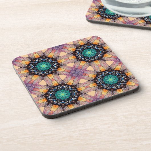 Vibrant Geometric Pattern Bohemian Accent Bier Onderzetter (Linkerzijde)