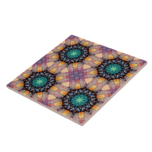 Vibrant Geometric Pattern Bohemian Accent Tegeltje (Zijkant)
