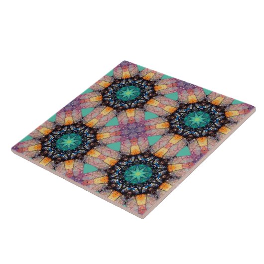Vibrant Geometric Pattern Bohemian Accent Tegeltje (Zijkant)