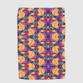 Vibrant geometric pattern features orange flowers  golfhanddoek (Voorkant)