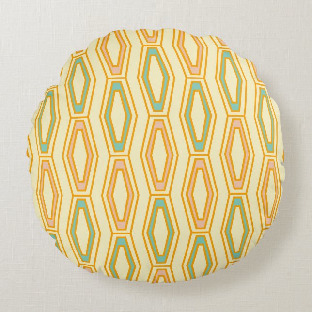 Vibrant geometric pattern with hexagonal shapes  rond kussen (Voorkant)