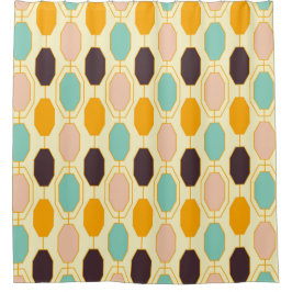 Vibrant geometric pattern with rows of octagonal s douchegordijn