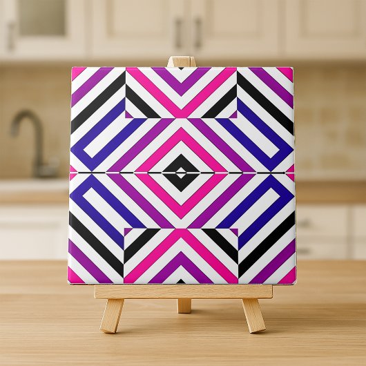 Vibrant geometrisch op art, illusie-mozaïekpatroon tegeltje