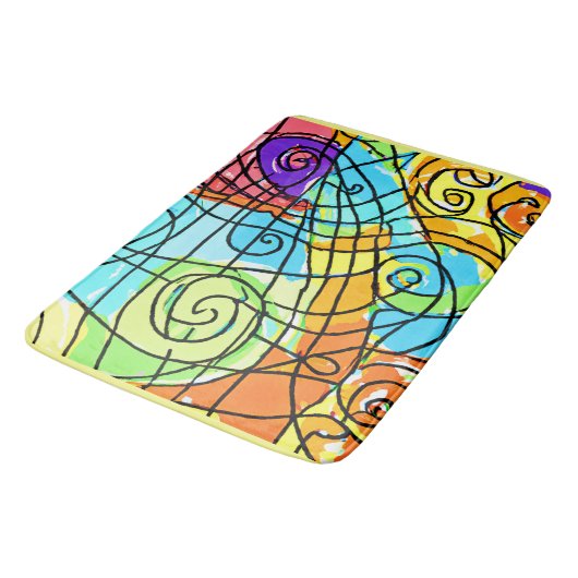 Vibrant geometrisch patroon badmat (Gekanteld)