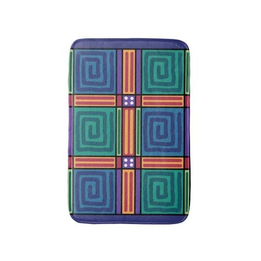Vibrant geometrisch patroon badmat (Voorkant Verticaal)