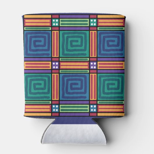 Vibrant geometrisch patroon blikjeskoeler (Achterkant)