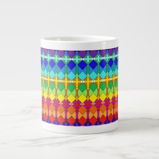 Vibrant geometrisch patroon grote koffiekop (Voorkant)