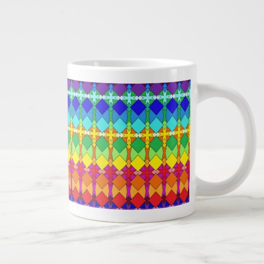 Vibrant geometrisch patroon grote koffiekop (Rechts)