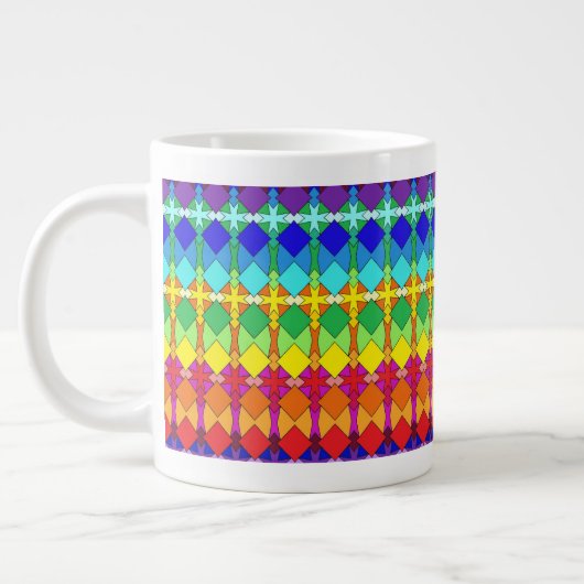 Vibrant geometrisch patroon grote koffiekop (Links)