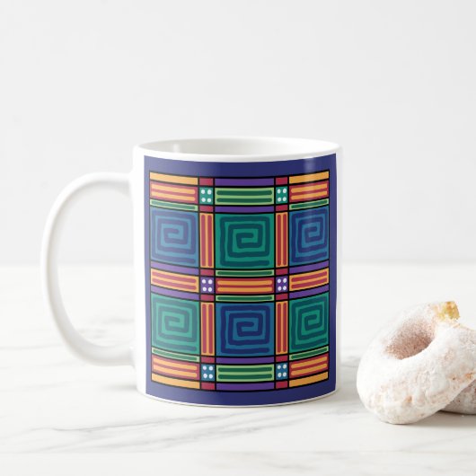Vibrant geometrisch patroon koffiemok (Met donut)