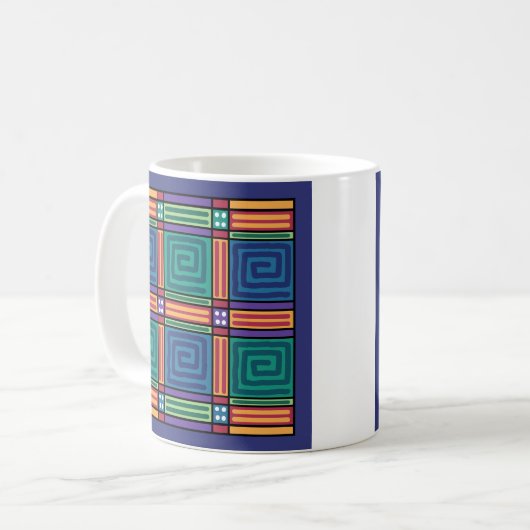 Vibrant geometrisch patroon koffiemok (Voorkant links)