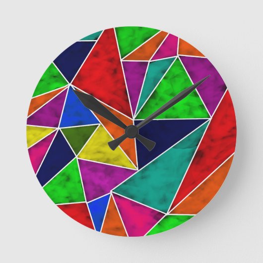 Vibrant geometrisch patroon ronde klok (Voorkant)