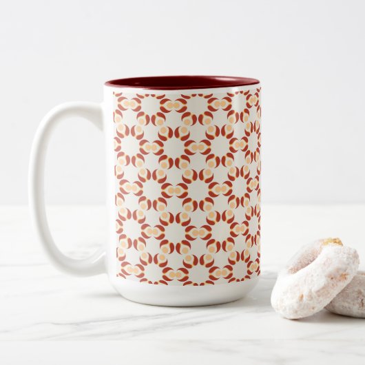 Vibrant geometrisch patroon tweekleurige koffiemok (Met donut)