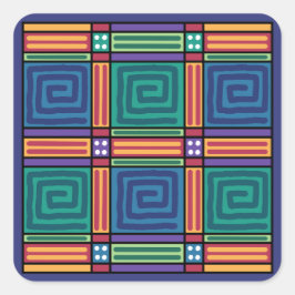 Vibrant geometrisch patroon vierkante sticker
