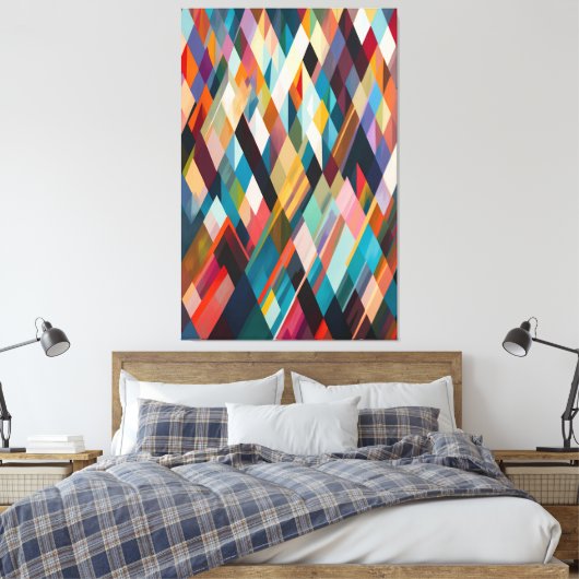 Vibrant Geometry - Multicolored driehoek Art Print (Insitu (Slaapkamer))