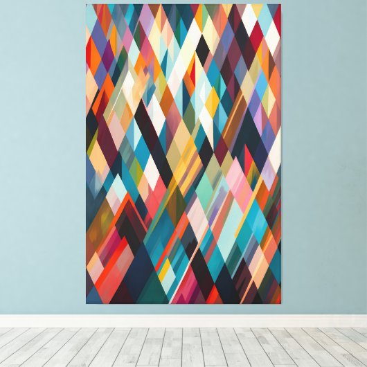 Vibrant Geometry - Multicolored driehoek Art Print (Insitu (Houten vloer))