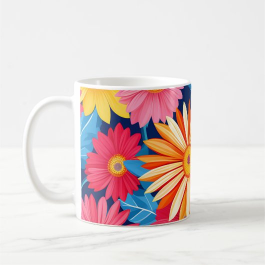 Vibrant Gerbera Daisies Flowers Plant Koffiemok (Links)