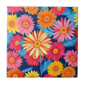 Vibrant Gerbera Daisies Flowers Plant Tegeltje (Voorkant)