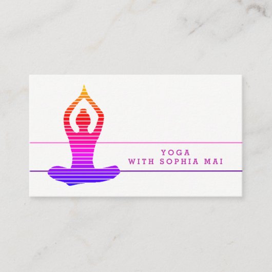 Vibrant Gestreepte Yoga Instructeur Visitekaartje (Voorkant)