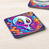 Vibrant Ghost Cartoon Bier Onderzetter (Linkerzijde)