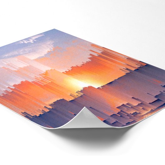 Vibrant Glitch Sunset Skyline Poster (Hoek)
