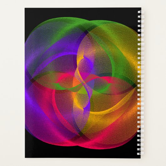 Vibrant Glossy Finish Geometric Spiral Planner (Achterkant)