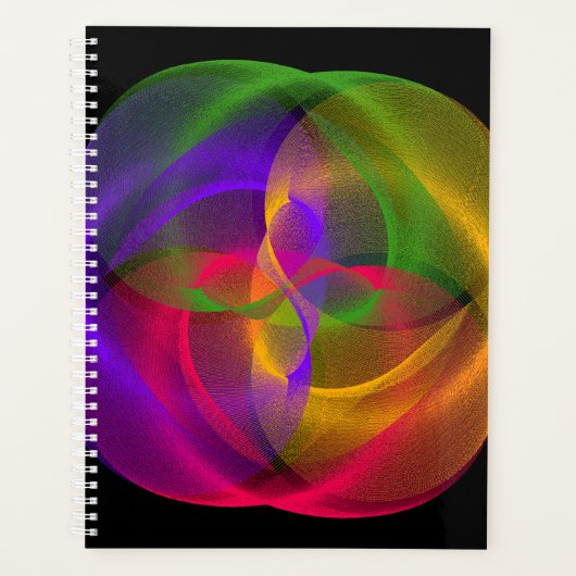 Vibrant Glossy Finish Geometric Spiral Planner (Voorkant)
