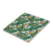 Vibrant Gold and Green Cartoon Mosaic Tegeltje (Zijkant)