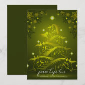 Vibrant Gold Green Abstracte kerstpaarden Feestdagenkaart (Voorkant / Achterkant)