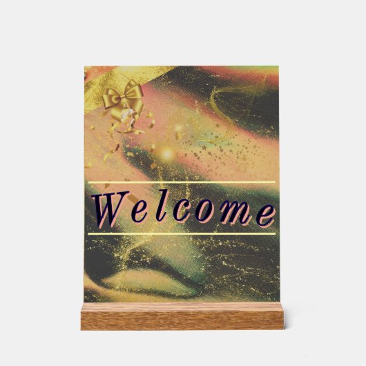 Vibrant Gold Party Welkomstbord Acryl Bord (Voorkant)