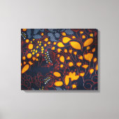 Vibrant Golden Floral Batik Pattern on Deep Navy B Canvas Afdruk (Voorkant)