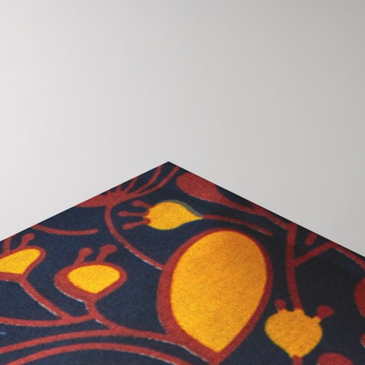 Vibrant Golden Floral Batik Pattern on Deep Navy B Canvas Afdruk (Hoek(Top))