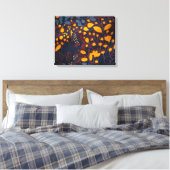 Vibrant Golden Floral Batik Pattern on Deep Navy B Canvas Afdruk (Insitu (Slaapkamer))
