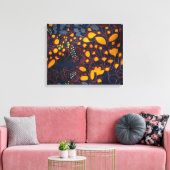 Vibrant Golden Floral Batik Pattern on Deep Navy B Canvas Afdruk (Insitu (Woonkamer))