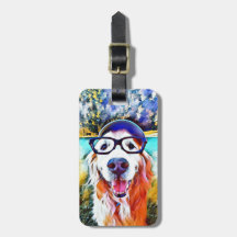 Vibrant Golden Retriever Nerd Glasschilfers