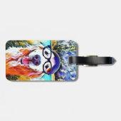 Vibrant Golden Retriever Nerd Glasschilfers Bagagelabel (Achterkant horizontaal)