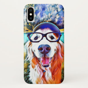 Vibrant Golden Retriever Nerd Glasschilfers Case-Mate iPhone Case